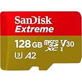 SanDisk Cartão UHS I Extreme MicroSD De 128 GB Para Vídeo 4K Em Smartphones- Câmeras De Ação E Drones 190 MB-s De Leitura- 90 MB-s SDSQXAA 128G GN6MN- Vermelho-dourado