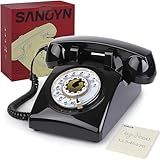 Sangyn Telefone Com Mostrador Giratório Retrô Vintage Preto- Telefone Fixo à Moda Antiga Com Toque Mecânico Para Mesa De Escritório Em Casa
