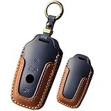 SANRILY Capa De Chaveiro De Couro Feita à Mão Para BMW 1 3 4 5 6 7 Series X3 X4 M5 M6 GT3 GT5 Acessórios Keyless Handmade Rerto Key Case Com Chaveiro Azul