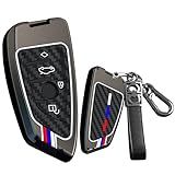 SANRILY Capa De Chaveiro Padrão De Fibra De Carbono Adequada Para BMW 530i 2022 X1 X3 X4 X5 X6 X7 M5 M6 1 3 4 5 6 7 GT3 GT5 GT6 Capa Luminosa Com Chaveiro Preto 4 Botões Tipo A