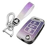 SANRILY Capa Para Chave Audi A1 Sportback Com Chaveiro Gradiente Roxo Brilhante Capa De Chave Flip Compatível Com Volkswagen VW Jetta Polo Tiguan Beetle Golf 7 GTI MK6 Passat Skoda Octavia