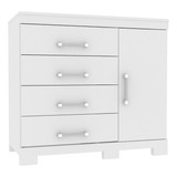 Santos Andirá Havana Cômoda Sapateira Plus 1 Porta 4 Gavetas C Pés Cor Branco