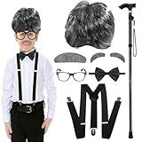 Santoy Fantasia De Peruca De Velho Para Crianças Fantasia De 100 Dias De Escola Com O Vovô Perfeita Para Cosplay De Halloween E Diversão Para Adultos E Meninos