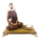 São Francisco De Assis Meditando Lotus Em Resina C Aparador Cor Colorido