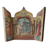 São Francisco Figura Em Pequeno Oratório Antigo Madeira 15 C