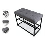 Sapateira Banco Estofado Boucle Macio 68cm 2 Prateleiras