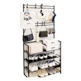 Sapateira Cabideiro Arara Multifuncional Roupas Sapato Bolsa Cor Preto