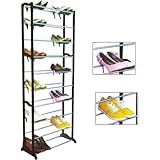 Sapateira Desmontável Portátil 10 Andares Vertical Prateleiras Organizador De Sapatos Metal E Plástico Até 30 Pares Sapato