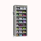 Sapateira Porta Sapatos Armário Organizador De Sapatos E Objetos Dobrável 9 Prateleiras Cinza 