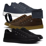 Sapatenis Tenis Casual Kit 3 Pares Relógio Carteira