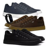 Sapatenis Tenis Casual Kit 3 Pares Relógio