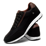 Sapatenis Tênis Casual Social Couro Jogger Jogging Masculino