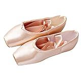 Sapatilhas Femininas De Balé Para Dança De Balé Com Ponta Macia De Couro Com Cadarço 37