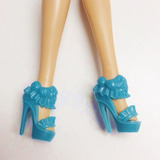 Sapatinho P Boneca Barbie Sapato Caribe Azul Sandália Luxo