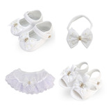 Sapatinho Para Bebê Sandália Calcinha Tiara Batizado