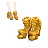 Sapatinho Para Boneca Barbie Sapato Luxo Glamour Dourado
