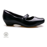 Sapato Boneca Enfermagem Couro Comfort Marinho preto Prof