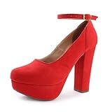 Sapato Boneca Re Ton Meia Pata Salto Grosso Feminino MP13 36 Vermelho 