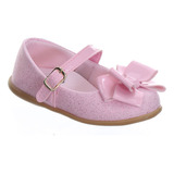 Sapato Calçado Rosa De Criança Laço Bebe Infantil