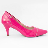 Sapato Confortável Feminino Scarpin Verniz Pink Casual Lindo