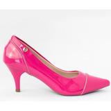 Sapato Confortável Feminino Scarpin Verniz Pink