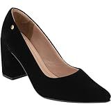 Sapato Feminino Scarpin Bico Fino Retro Diversas Cores Conforto Salto Alto 8cm Macio Lóris Shoes 9484 Preto BR Adulto Numérico 36 