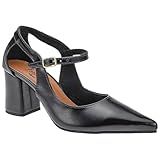 Sapato Feminino Scarpin Casual Bico Fino Salto Médio Confortavel Macio 3040 -Preto- BR- Adulto- Numérico- 36-
