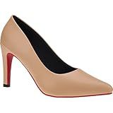 Sapato Feminino Scarpin Salto Alto Fino Confortavel Moda Social 4000 -Nude- BR- Adulto- Numérico- 37-