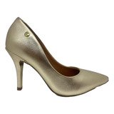 Sapato Feminino Scarpin Vizzano Dourado Salto Fino Alto