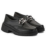 Sapato Mocassim Oxford Feminino Preto Moda Brilho Estilo Shoes Preto BR Adulto Numérico 39 