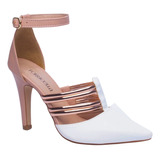 Sapato Scarpin Branco Noiva Rosê Sandália