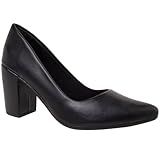 Sapato Scarpin Feminino Salto Alto Bloco Grosso Social Casual Via Angel 7701 -Preto- BR- Adulto- Numérico- 37-