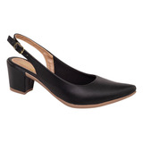 Sapato Scarpin Feminino Salto Baixo Social Slingback 78 01