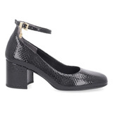 Sapato Scarpin Feminino Usaflex Boneca Tornozeleira Croco