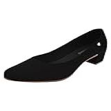 Sapato Scarpin Nobuck Classico Conforto Salto Baixo Grosso -37- Preto-