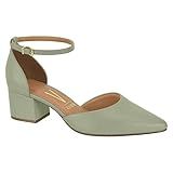 Sapato Scarpin Vizzano Salto Médio Grosso Bico Fino 1220317 -Verde- BR- Adulto- Numérico- 38-