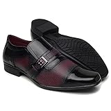 Sapato Social Masculino Confortável Dia A Dia Direto Da Fábrica Cor:preto-vinho;tamanho:44;