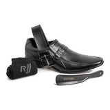 Sapato Social Rafarillo Em Couro Preto Original Kit 4x1