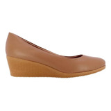 Sapato Usaflex Scarpin Salto Anabela Couro Plataforma