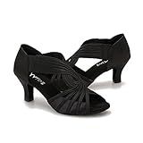 Sapatos De Dança De Salão Feminino Latino Salsa Prática Dançarina Sapatos 6 Cm Salto YT02 Preto 6 3 Cm 11
