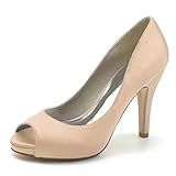 Sapatos De Noiva Stiletto Femininos Escarpins De Cetim Marfim Peep Toe Salto Alto Sapatos Sociais Champagne 8 UK 41 EU