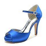 Sapatos De Noiva Stiletto Sapatos Femininos Scarpin Marfim Salto Alto Peep Toe Fivela Sapatos Sociais 36-42,blue,6 Uk/39 Eu