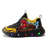 Sapatos Esportivos Infantis Homem-aranha Com Luzes Led