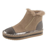 Sapatos Femininos De Inverno Botas De Tornozelo Com Pele Fe