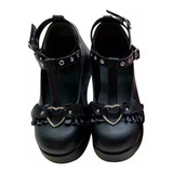 Sapatos Lolita Laço Escuro Goth Punk