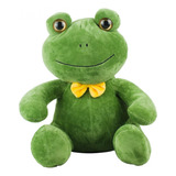 Sapo Verde Sentado Com Gravata Amarela Em Pelúcia 31 Cm