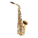 Sax Alto Eagle Saxofone Em Mib Laq Dourado Chaves Niquel