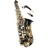 Saxofone Alto Eb E Plano Com Chave De Ouro Preta Sax Instrumento De Latão Com Capa Bocal Saxofone De Estudante  Color   Leather Bag 