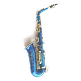 Saxofone Alto Mib Azul Com Douradas