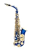 Saxofone Alto Mib Azul Com Douradas Halk